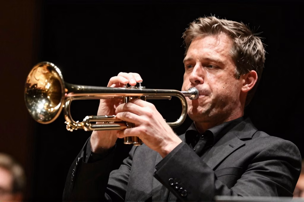 Trompettiste jouant avec passion lors d'une performance musicale