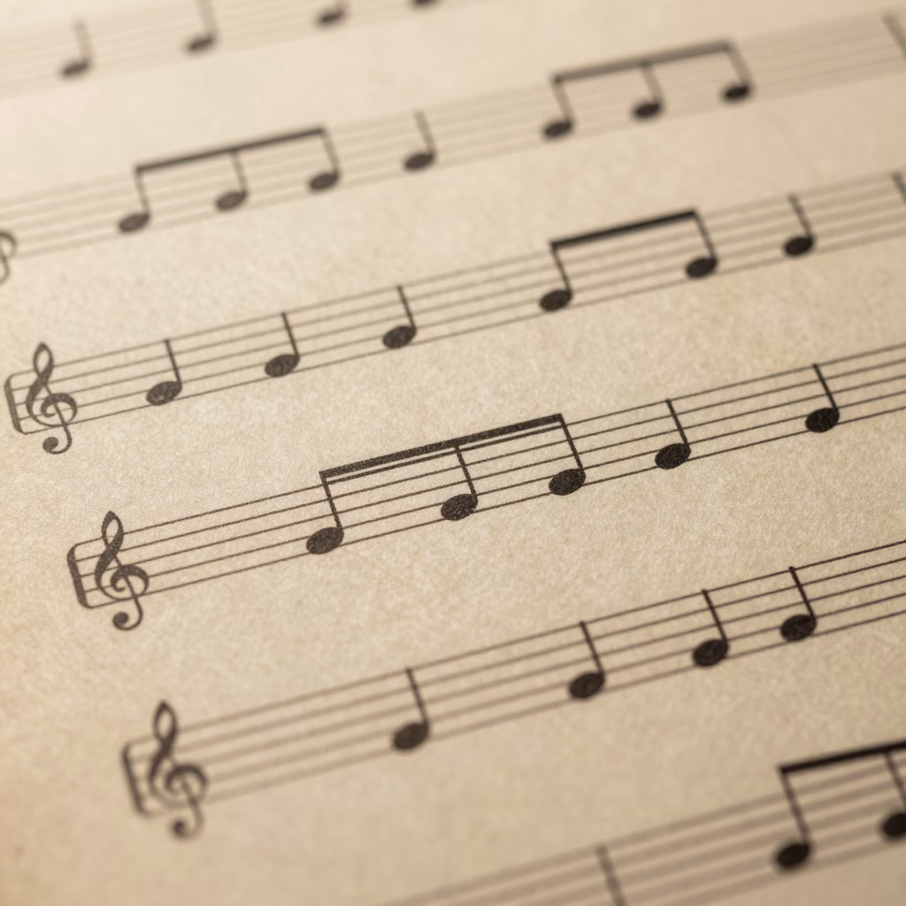 Partition de musique avec clé de sol et notes sur la portée